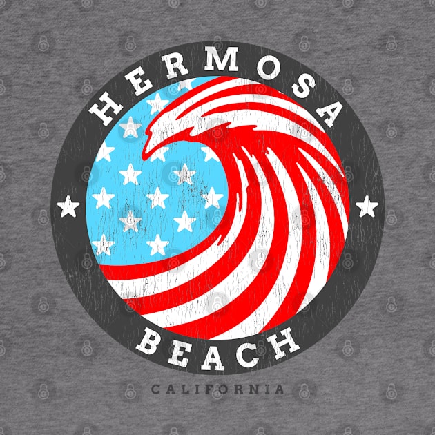 Hermosa Beach, CA Summertime Patriotic 4th Pride Surfing by Contentarama